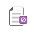 Blocked document file page restricted sign icon
