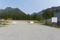 Blocked entrance to decommissioned asbestos mine in Cassiar, BC, Canada