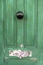 Blocked mail slot on a doorway on a street in Bugibba Malta