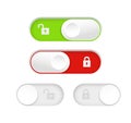 blocked and unlocked toggle switch buttons. Material design switch buttons set. Vector