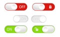 blocked and unlocked toggle switch buttons. Material design switch buttons set. Vector