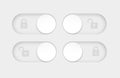 blocked and unlocked toggle switch buttons. Material design switch buttons set. Vector