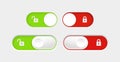 blocked and unlocked toggle switch buttons. Material design switch buttons set. Vector