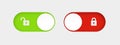 blocked and unlocked toggle switch buttons. Material design switch buttons set. Vector