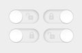 blocked and unlocked toggle switch buttons. Material design switch buttons set. Vector