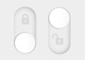 blocked and unlocked toggle switch buttons. Material design switch buttons set. Vector