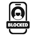 Blocked user on smartphone screen is being rejected by social network