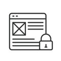 Blocked web page, icon in line design. Blocked, web, page, error, access, denied, restriction on white background vector