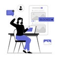 Blocking, banned user account on social media. Error, access is denied. Account safety and secure. Vector illustration