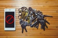 Blocking and banning of telegram, encryption keys are located next to the phone Royalty Free Stock Photo
