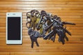 Blocking and banning of telegram, encryption keys are located next to the phone Royalty Free Stock Photo