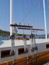 Blocks on an ancient sailing boat Royalty Free Stock Photo