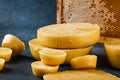 Blocks of beeswax for candle making. Raw beeswax. Handmade candle production Royalty Free Stock Photo