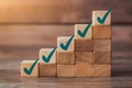 Blocks with green checkmarks show completion, progression, and organization, perfect for project milestones