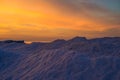 Blocks of ice on the seashore at sunset Royalty Free Stock Photo