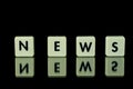 blocks with letters set on a glass table. Words arranged from le Royalty Free Stock Photo