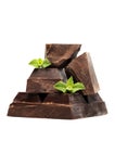 Blocks and pieces dark chocolate Royalty Free Stock Photo