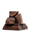 Blocks and pieces dark chocolate Royalty Free Stock Photo