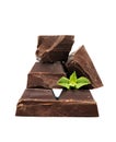 Blocks and pieces dark chocolate Royalty Free Stock Photo