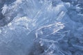 Blocks of river ice in spring. Fast melting. Ice texture on a spring day under the sun. Amur river. Ice needles. Royalty Free Stock Photo