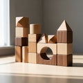 Blocks are of various shapes including cubes cylinders and triangular Royalty Free Stock Photo