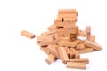 Blocks wood game (jenga) down Royalty Free Stock Photo