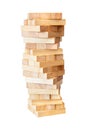 blocks wood game or jenga twist on white background with clipping path Royalty Free Stock Photo