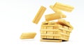 blocks wood game (jenga) on white background Royalty Free Stock Photo