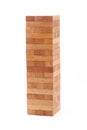 Blocks wood game (jenga) on white background.