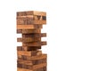 blocks wood game & x28;jenga& x29; on white background.