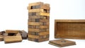 Blocks wood Jenga game on white background Royalty Free Stock Photo