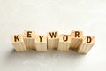 Blocks with word KEYWORD on marble table Royalty Free Stock Photo