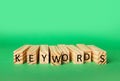 Blocks with word KEYWORDS on green background Royalty Free Stock Photo