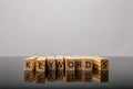 Blocks with word KEYWORDS on grey background Royalty Free Stock Photo