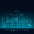 Bloemfontein skyline, detailed silhouette. Royalty Free Stock Photo