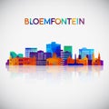 Bloemfontein skyline silhouette in colorful geometric style.