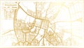 Bloemfontein South Africa City Map in Retro Style in Golden Color. Outline Map