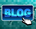 Blog Button Means World Wide Web And Blogging