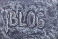 Blog. Chalk lettering on blackboard. Multi colored inscription