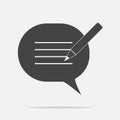 Blog, cloud of thoughts and pencil vector icon. Blogging symbol.