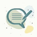 Blog, cloud of thoughts and pencil vector icon. Blogging symbol on multicolored background