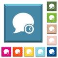 Blog comment time white icons on edged square buttons Royalty Free Stock Photo