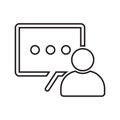 Blog commenting outline icon. Line art vector