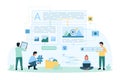 Blog content management and creation, tiny people update information with website service