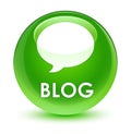 Blog (conversation icon) glassy green round button Royalty Free Stock Photo