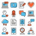 Blog and Copywriting Icons Set. Vector