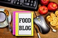 Blog about food-a text label for the development of solutions for creative design of an Internet site or blog. A method of