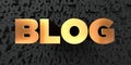 Blog - Gold text on black background - 3D rendered royalty free stock picture