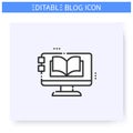 Blog magazine line icon. Editable illustration