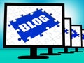 Blog On Monitors Shows Blogging Blogger Royalty Free Stock Photo